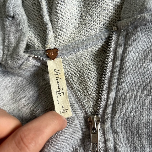 LA Hearts by Pacsun Side Panel Cropped Heather Grey Zip Up Hoodie Size Small - Picture 4 of 4